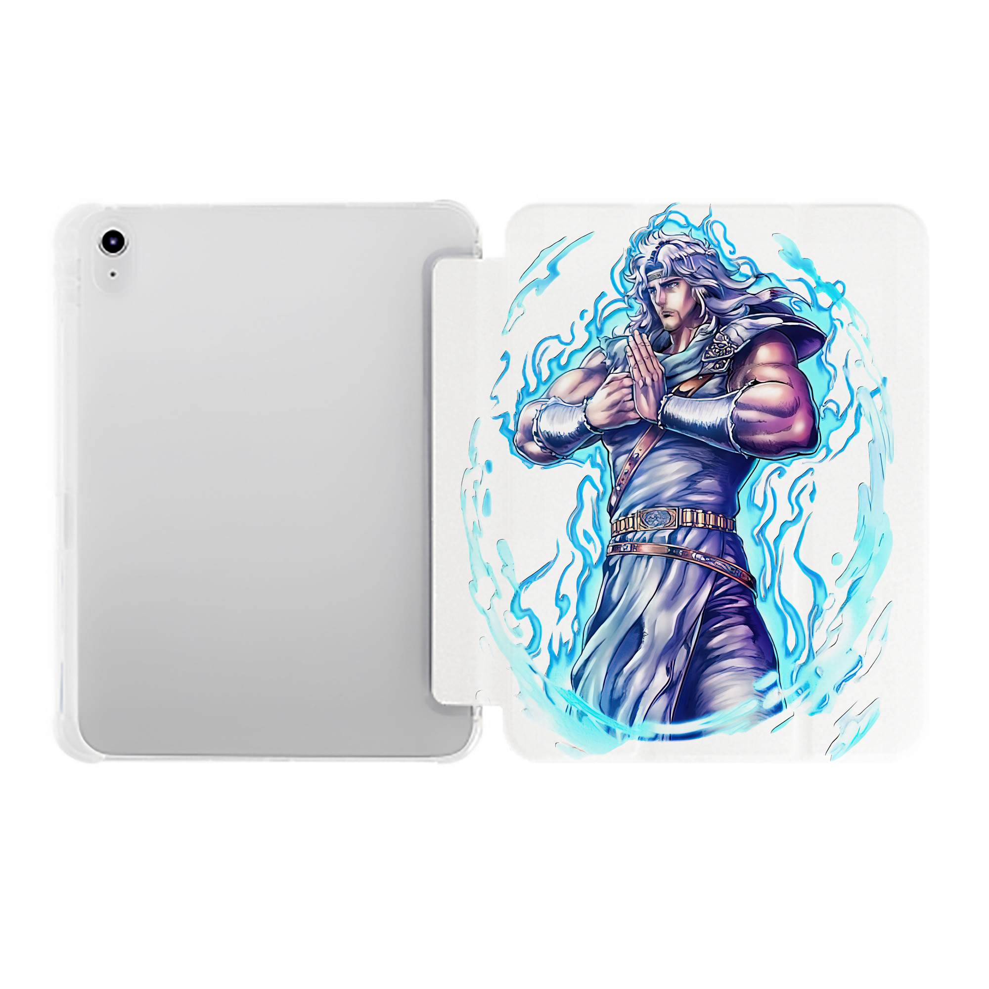 （画像用） 北斗の拳 Fist of the North Star IPad ケース ペン収納付き 三つ折りスタンド PUレザー×シリコン 対応機種9.5/10.5/10.9インチ